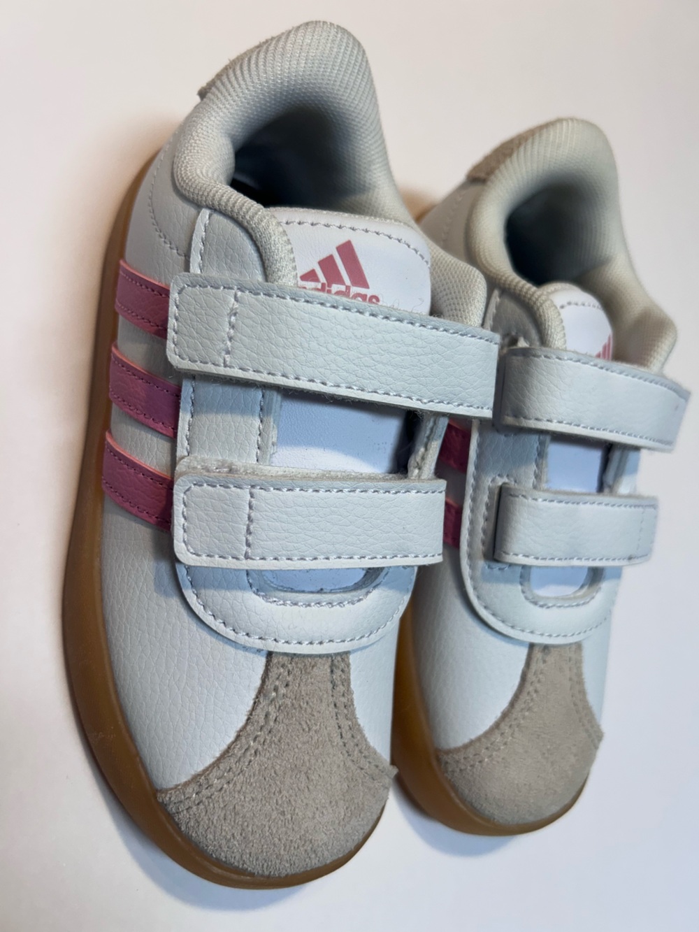 NEW Adidas VL Court 3.0 Toddler Girls Sneakers 10K White Pink Gum Suede Toe Cap